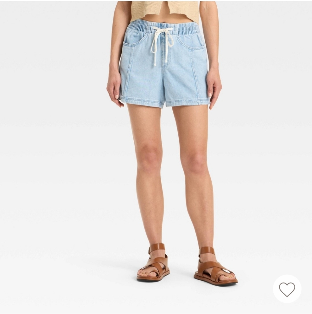 High-Rise Drawstring Denim Beach Shorts (2 Pairs)